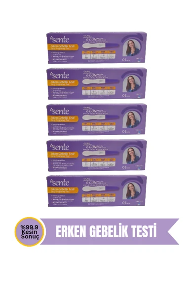 SENTE Erken Gebelik Testi %99.9 Kesin Sonuç 5 Adet Hızlı Hamilelik Testi - 1