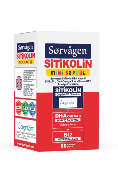 SORVAGEN Mini Kapsül Sitikolin, Dha Omega 3 Ve B12 - 60 Kapsül - 2