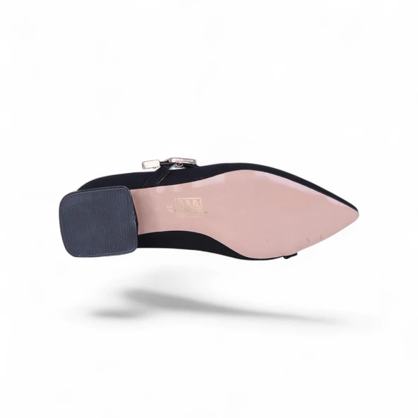 Scarletta S10 Siyah Saten 3Cm Kadın Topuklu Ayakkabı - Resim 4