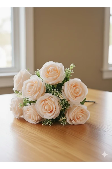 SOMON RENGİ 50 CM 10 KAFALI ZERAFET GÜLÜ EV DEKOR SAKSI SÜSÜ ürün görseli