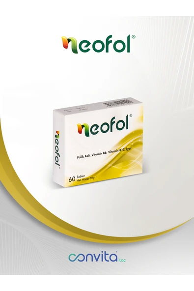 NEOFOL Folik Asit 400mcg, B6 Vitamini, B12 Vitamini Ve Iyot Içeren 60 Tablet - 1