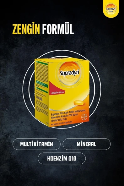 SUPRADYN 30 Film Kaplı Tablet | Koenzim Q10, Multivitamin Ve Mineral Içeren Takviye Edici Gıda - Resim 3