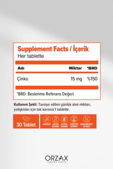 ORZAX Ocean Picozinc Çinko Pikolinat 30 Tablet - 2
