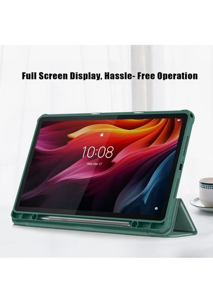 Lenovo Tab K11 Plus Tb230xc Kılıf Otomatik Uyku/uyandırma Pu Deri Flip Tablet Kapak Üç Katlı Stand - 6