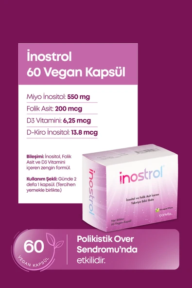 İNOSTROL Miyo Inositol, Kiro Inositol(40:1) Folik Asit D Vitamini Içeren 60 Kapsül Pcos;insülin Direnci - 3