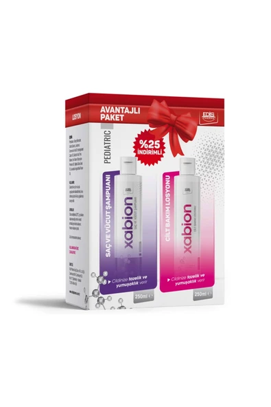 EDİS PHARMA Xabion Pediatric Cilt Bakım Losyonu 250Ml+ Şampuanı 250 Ml Kofre Paket - 1