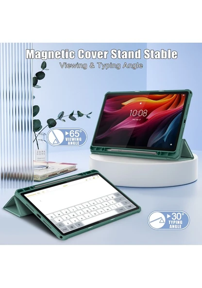 Lenovo Tab K11 Plus Tb230xc Kılıf Otomatik Uyku/uyandırma Pu Deri Flip Tablet Kapak Üç Katlı Stand - 5