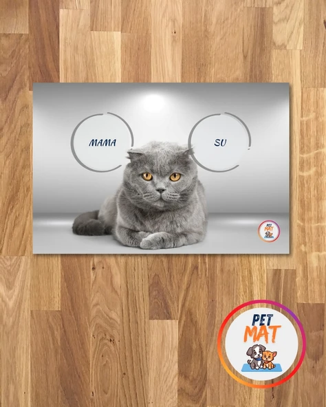 Petmat Kedi Mama Paspası , Kaymaz Taban , Yıkanabilir , Evcil Hayvan Paspası 014-G