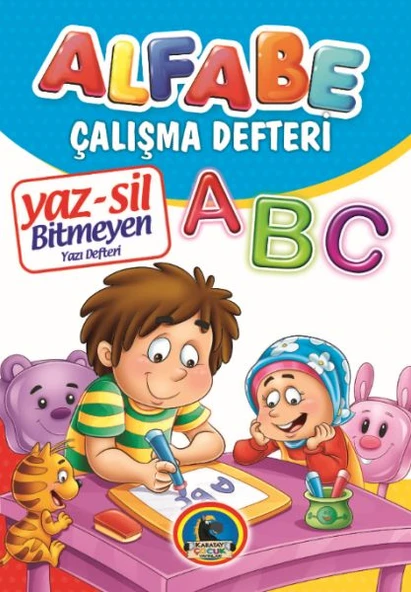 Yaz-Sil Alfabe Bitmeyen Yazı Defteri+Tahta Kalemi ürün görseli
