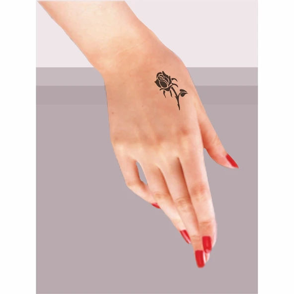 Gül Goncası Tattoo Geçici Dövme Şablonları Kına Kalıpları - 2