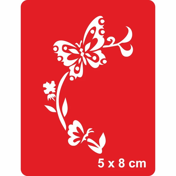 Kelebeğin Neşeli Hayatı Tattoo Geçici Dövme Şablonları Kına Kalıpları ürün görseli 1