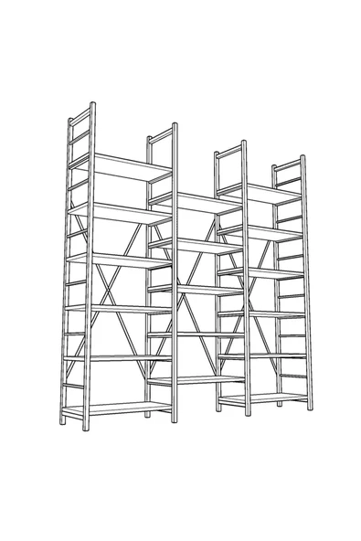 6 RAFLI METAL KİTAPLIK ÜÇ MODÜL  Safir Meşe - Resim 7