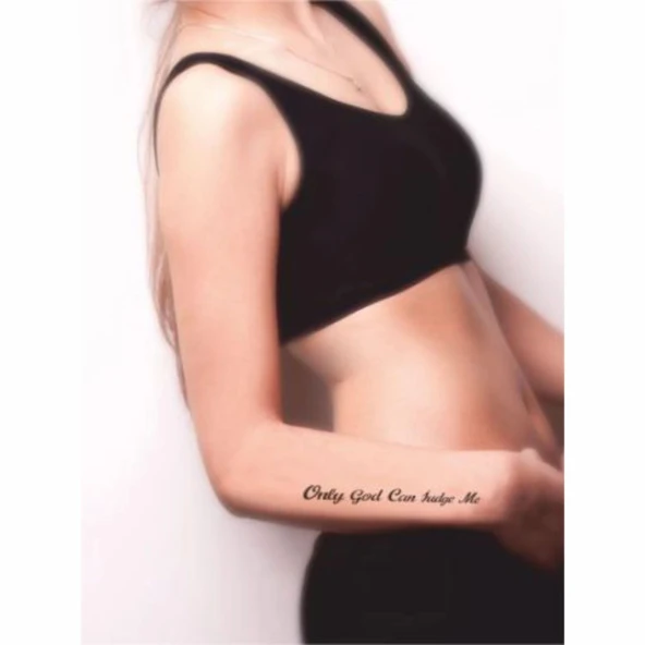 Beni Sadece Tanrı Yargılar El Yazısı Tattoo Geçici Dövme Şablonları Kına Kalıpları - Resim 2