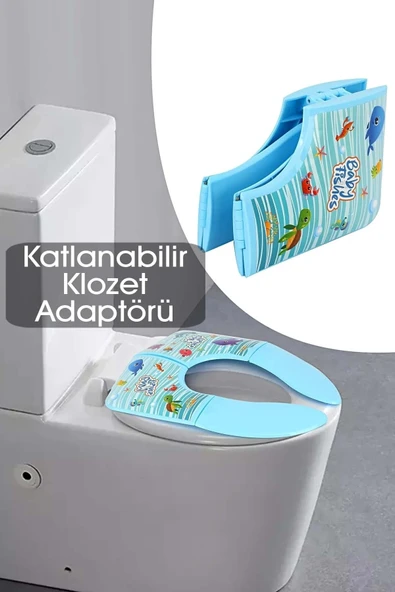 Portatif Katlanır Çocuk Klozet Adaptörü - Mavi - 1