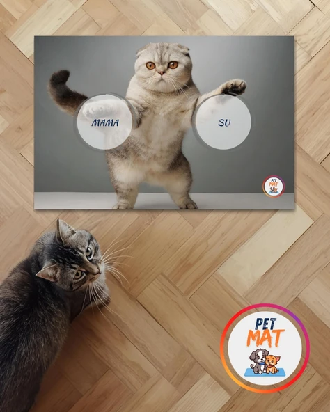 Petmat Kedi Mama Paspası , Kaymaz Taban , Yıkanabilir , Evcil Hayvan Paspası 017-G