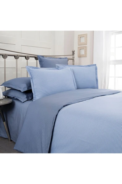 Fancy Stripe Mavi Tek Kişilik Pamuk Nevresim Takımı