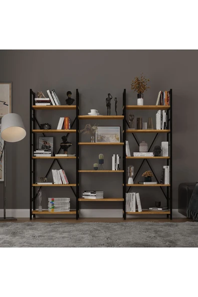 6 RAFLI METAL KİTAPLIK ÜÇ MODÜL  Petra ürün görseli