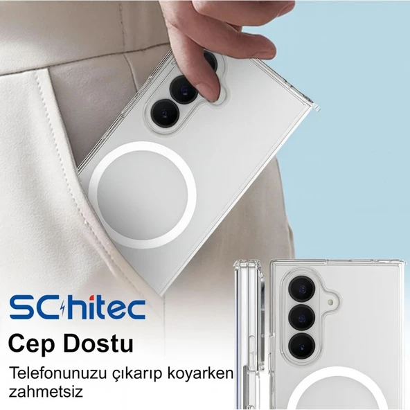 ScHitec Samsung Galaxy Z Flip 6 Magsafe Özellikli Şeffaf Kılıf - 6