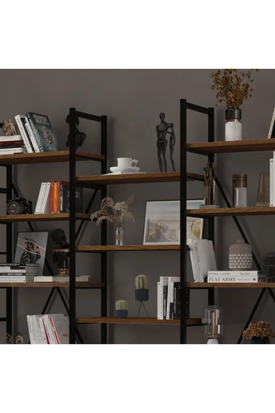 6 RAFLI METAL KİTAPLIK ÜÇ MODÜL  Nevada - Resim 4