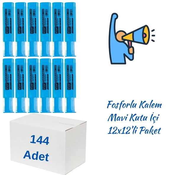 Kraf Fosforlu Kalem 330 Mavi 144 Adet