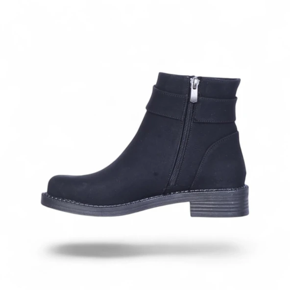 Alens A6 Siyah Nubuk Kadın Düz Bot - Resim 3