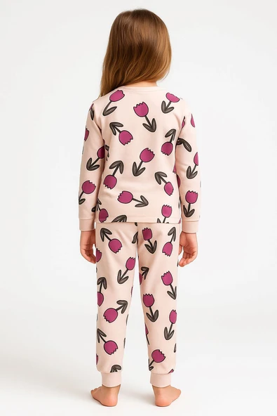 Lale Desenli Kız Çocuk Pijama Takımı - 7