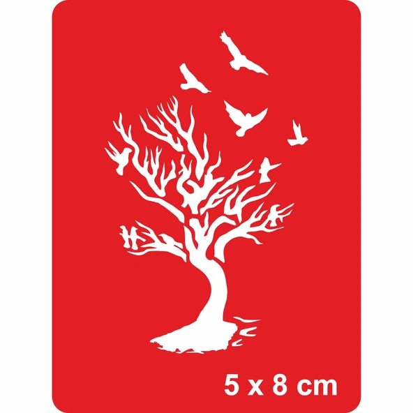 Kuşların Yuvasıdır Ağaçlar Tattoo Geçici Dövme Şablonları Kına Kalıpları ürün görseli 1