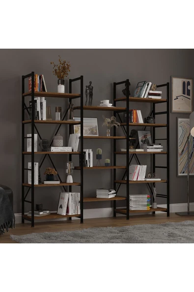 6 RAFLI METAL KİTAPLIK ÜÇ MODÜL  Nevada - Resim 5