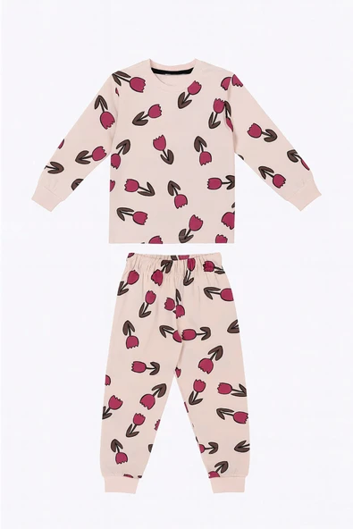 Lale Desenli Kız Çocuk Pijama Takımı - 5