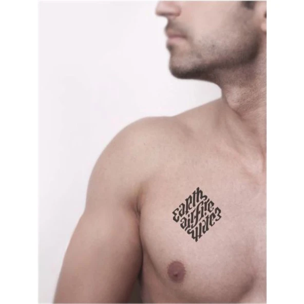 Toprak,Hava,Ateş,Su İllüminati Font Tattoo Geçici Dövme Şablonları Kına Kalıpları - 2