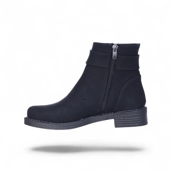 Alens A4 Siyah Nubuk Kadın Düz Bot - Resim 3