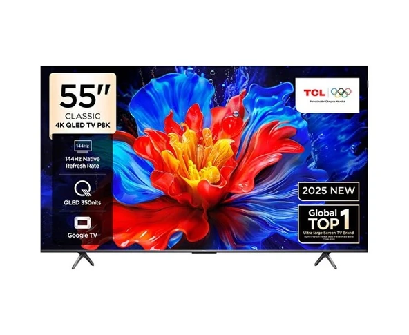 TCL 55P8K 4K UHD QLED 55" 144HZ GOOGLE TV ürün görseli 1