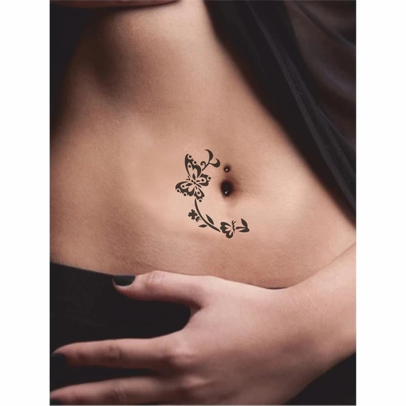 Kelebeğin Neşeli Hayatı Tattoo Geçici Dövme Şablonları Kına Kalıpları - Resim 2