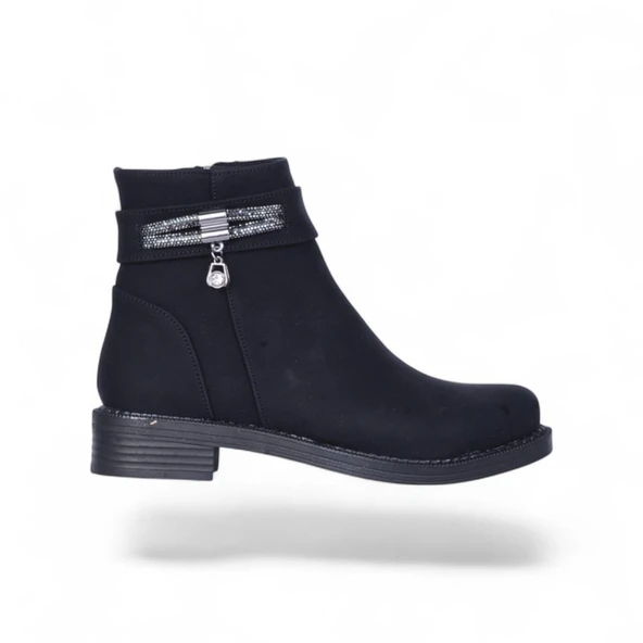 Alens A4 Siyah Nubuk Kadın Düz Bot - Resim 2