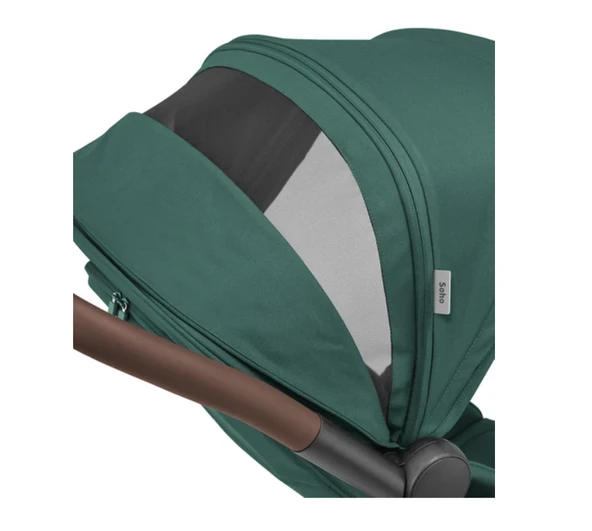 Soho Kompakt Seyahat Sistem Olabilen Otomatik Katlanan Bebek Arabası Essential Green - Resim 2