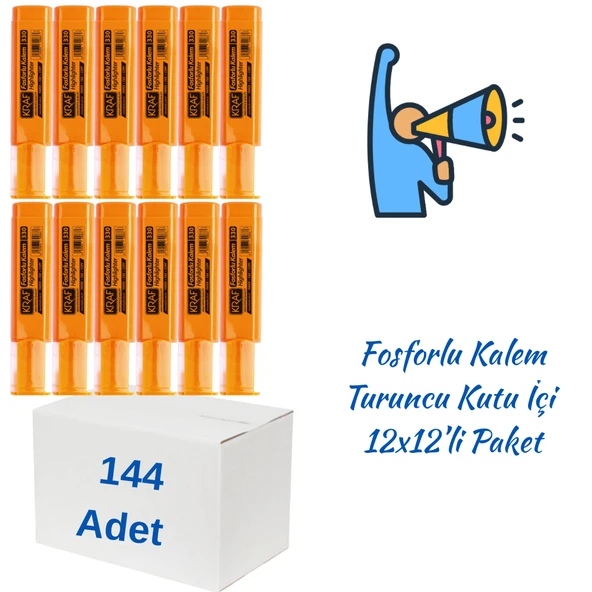 Kraf Fosforlu Kalem 330 Turuncu 144 Adet