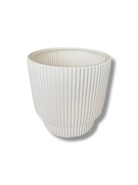 Çift Kalı Çizgili Modern Saksı - 2