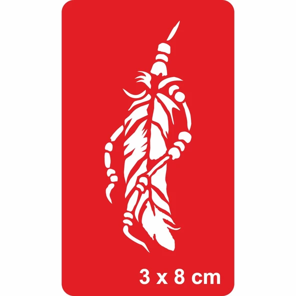 Boncuklu Kuş Tüyü Tattoo Geçici Dövme Şablonları Kına Kalıpları ürün görseli 1