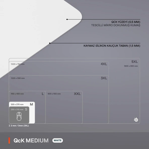 SteelSeries QcK Medium Gaming Oyun Mousepad - Beyaz - Resim 5