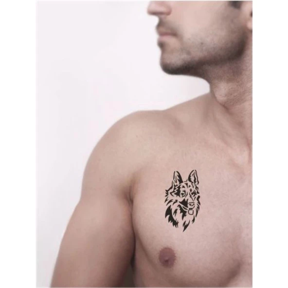 Alman Kurdu Köpek  Tattoo Geçici Dövme Şablonları Kına Kalıpları - Resim 2