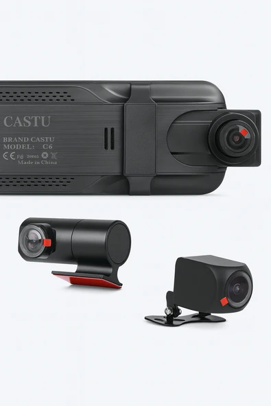 Araç İçi Dikiz Aynası DVR Kamera 3 Kamera HD 1080p  Gece Görüşlü Araç Kamerası - 3
