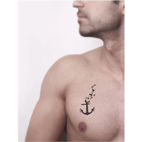 Martılar ve Deniz Çapa  Tattoo Geçici Dövme Şablonları Kına Kalıpları - Resim 2