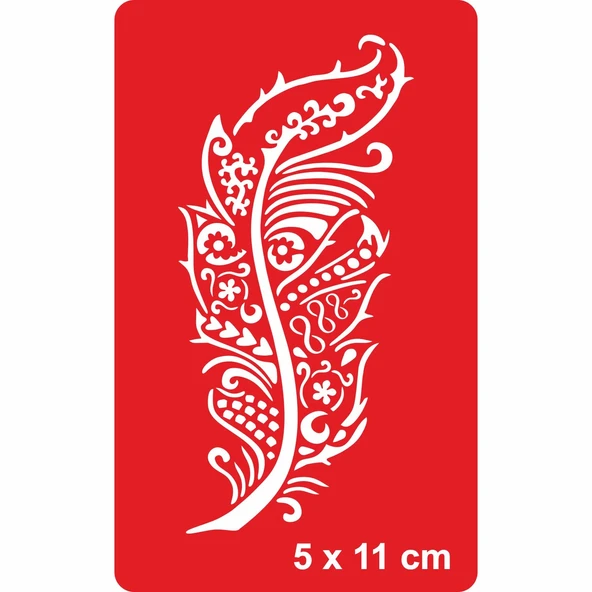 Desenli Kuş Tüyü 252 Tattoo Geçici Dövme Şablonları Kına Kalıpları ürün görseli 1