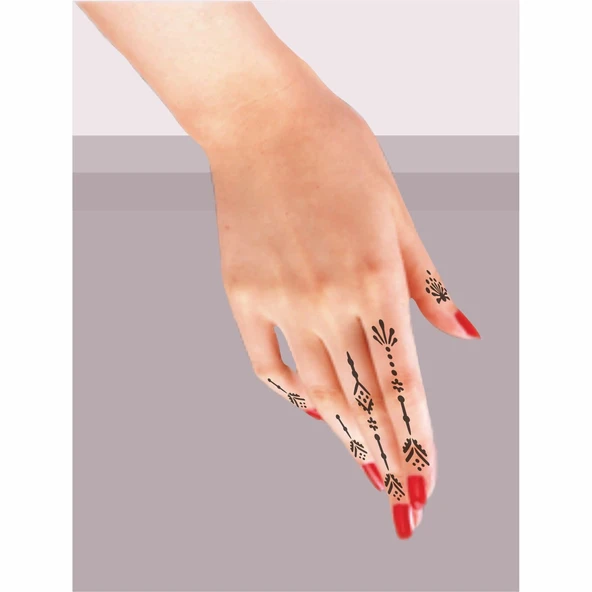 Zarif Parmaklar 5'li Set Geçici Dövme Kına Şablonu - Resim 2