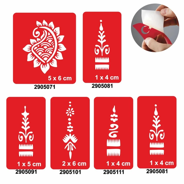 Buta 5'li Set Geçici Dövme Kına Şablonu ürün görseli 1