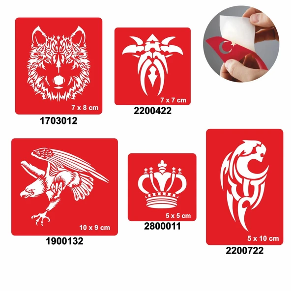 Yalnız Kurt 5'li Set Geçici Dövme Kına Şablonu ürün görseli 1