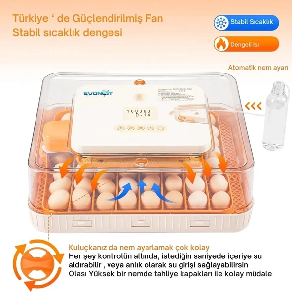 Evonest 56 Yumurtalık Kuluçka Makinesi | Turuncu Model - 2