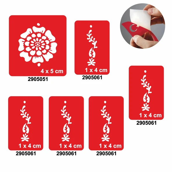 Menekşe 5'li Set Geçici Dövme Kına Şablonu - 1