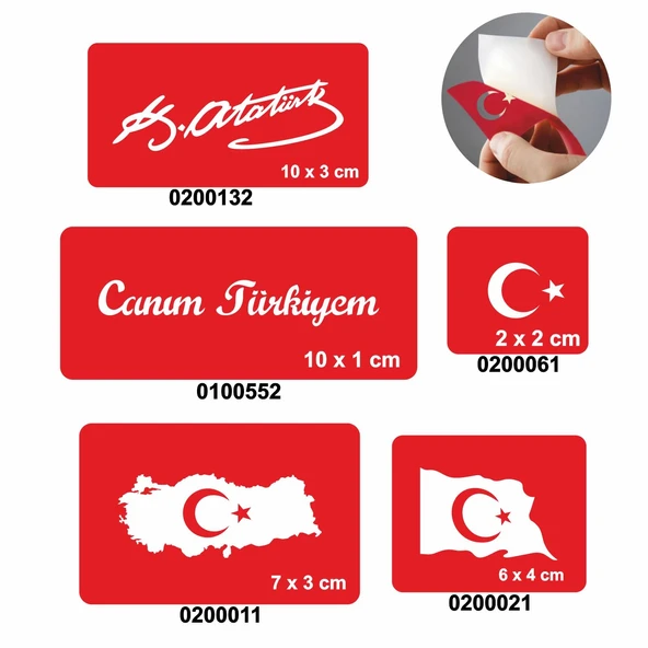 Canım Türkiyem 5'li Set Geçici Dövme Kına Şablonu ürün görseli 1