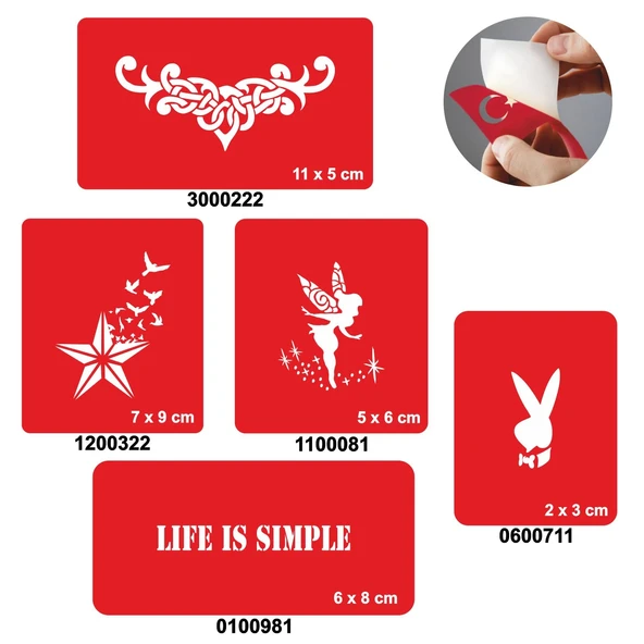 Hayat Basittir 5'li Set Geçici Dövme Kına Şablonu ürün görseli 1